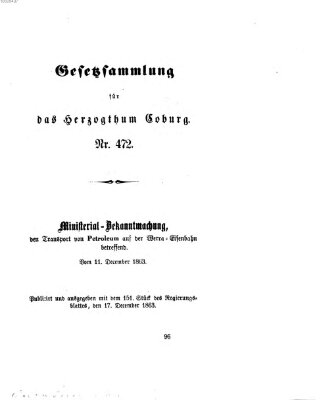 Gesetz-Sammlung für das Herzogtum Coburg (Coburger Regierungs-Blatt) Donnerstag 17. Dezember 1863