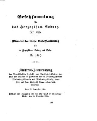 Gesetz-Sammlung für das Herzogtum Coburg (Coburger Regierungs-Blatt) Donnerstag 15. Dezember 1864