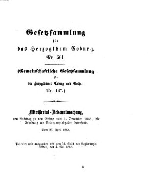 Gesetz-Sammlung für das Herzogtum Coburg (Coburger Regierungs-Blatt) Donnerstag 4. Mai 1865