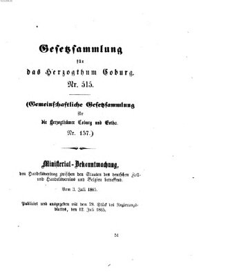 Gesetz-Sammlung für das Herzogtum Coburg (Coburger Regierungs-Blatt) Mittwoch 12. Juli 1865