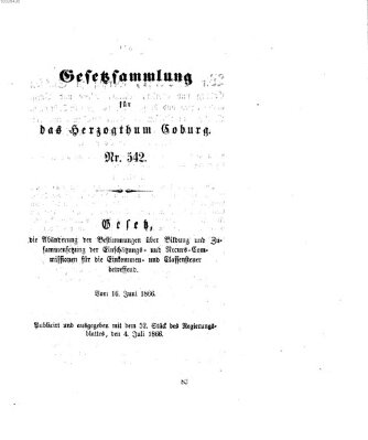 Gesetz-Sammlung für das Herzogtum Coburg (Coburger Regierungs-Blatt) Mittwoch 4. Juli 1866