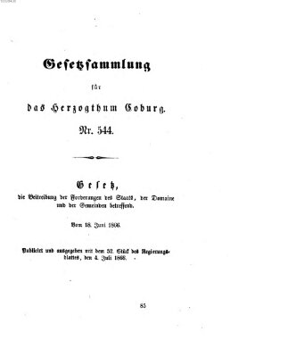 Gesetz-Sammlung für das Herzogtum Coburg (Coburger Regierungs-Blatt) Mittwoch 4. Juli 1866