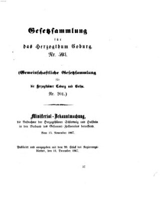 Gesetz-Sammlung für das Herzogtum Coburg (Coburger Regierungs-Blatt) Mittwoch 11. Dezember 1867