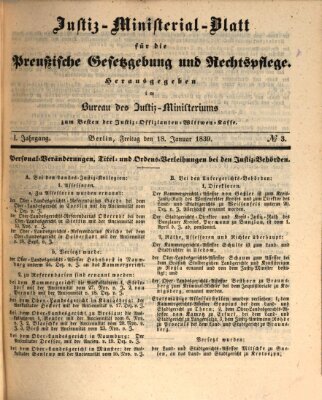 Justiz-Ministerialblatt für die preußische Gesetzgebung und Rechtspflege Freitag 18. Januar 1839