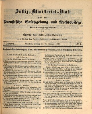 Justiz-Ministerialblatt für die preußische Gesetzgebung und Rechtspflege Freitag 25. Januar 1839