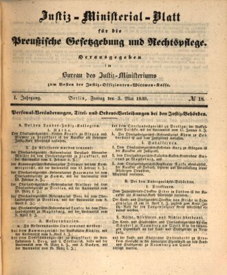 Justiz-Ministerialblatt für die preußische Gesetzgebung und Rechtspflege Freitag 3. Mai 1839