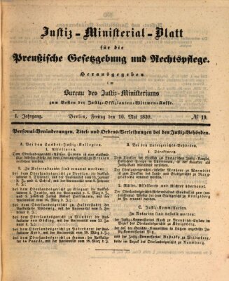 Justiz-Ministerialblatt für die preußische Gesetzgebung und Rechtspflege Freitag 10. Mai 1839