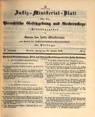 Justiz-Ministerialblatt für die preußische Gesetzgebung und Rechtspflege Freitag 10. Januar 1840