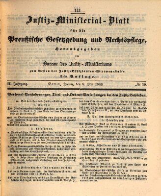 Justiz-Ministerialblatt für die preußische Gesetzgebung und Rechtspflege Freitag 8. Mai 1840