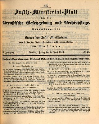 Justiz-Ministerialblatt für die preußische Gesetzgebung und Rechtspflege Freitag 5. Juni 1840
