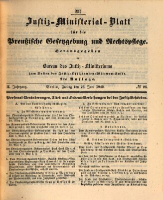 Justiz-Ministerialblatt für die preußische Gesetzgebung und Rechtspflege Freitag 26. Juni 1840