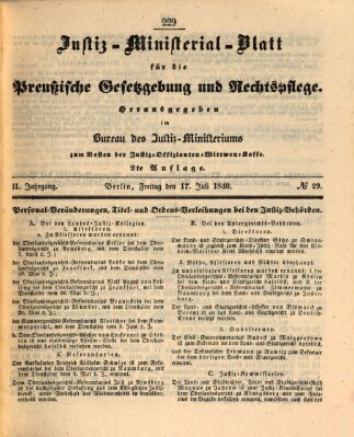 Justiz-Ministerialblatt für die preußische Gesetzgebung und Rechtspflege Freitag 17. Juli 1840