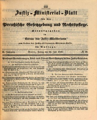 Justiz-Ministerialblatt für die preußische Gesetzgebung und Rechtspflege Freitag 24. Juli 1840