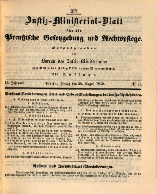 Justiz-Ministerialblatt für die preußische Gesetzgebung und Rechtspflege Freitag 28. August 1840