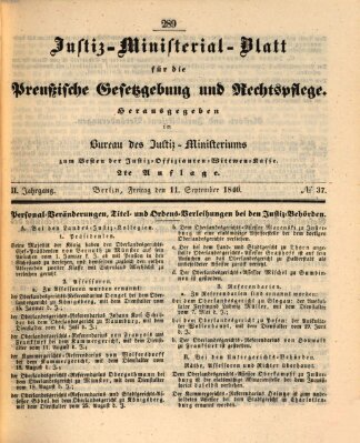 Justiz-Ministerialblatt für die preußische Gesetzgebung und Rechtspflege Freitag 11. September 1840