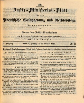 Justiz-Ministerialblatt für die preußische Gesetzgebung und Rechtspflege Freitag 23. Oktober 1840