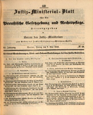 Justiz-Ministerialblatt für die preußische Gesetzgebung und Rechtspflege Freitag 7. Mai 1841