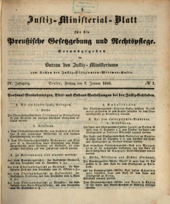 Justiz-Ministerialblatt für die preußische Gesetzgebung und Rechtspflege Freitag 7. Januar 1842