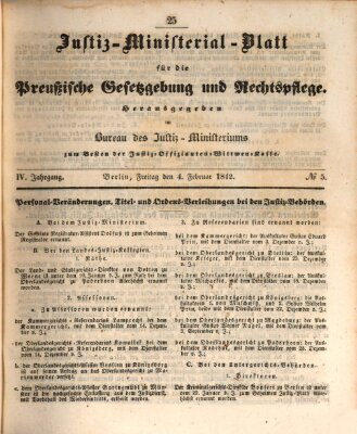 Justiz-Ministerialblatt für die preußische Gesetzgebung und Rechtspflege Freitag 4. Februar 1842