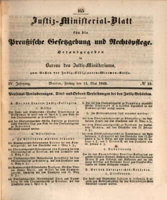 Justiz-Ministerialblatt für die preußische Gesetzgebung und Rechtspflege Freitag 13. Mai 1842