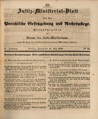 Justiz-Ministerialblatt für die preußische Gesetzgebung und Rechtspflege Freitag 20. Mai 1842