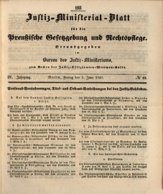 Justiz-Ministerialblatt für die preußische Gesetzgebung und Rechtspflege Freitag 3. Juni 1842