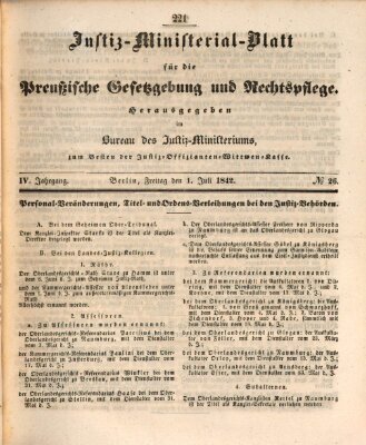 Justiz-Ministerialblatt für die preußische Gesetzgebung und Rechtspflege Freitag 1. Juli 1842