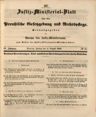 Justiz-Ministerialblatt für die preußische Gesetzgebung und Rechtspflege Freitag 5. August 1842