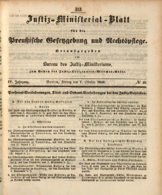 Justiz-Ministerialblatt für die preußische Gesetzgebung und Rechtspflege Freitag 7. Oktober 1842