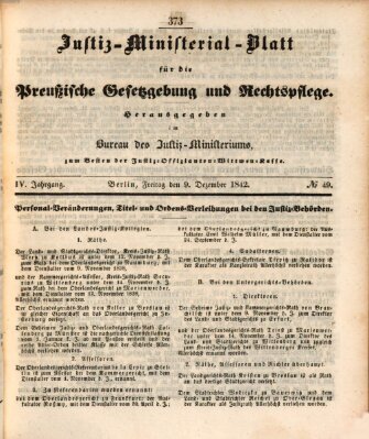 Justiz-Ministerialblatt für die preußische Gesetzgebung und Rechtspflege Freitag 9. Dezember 1842