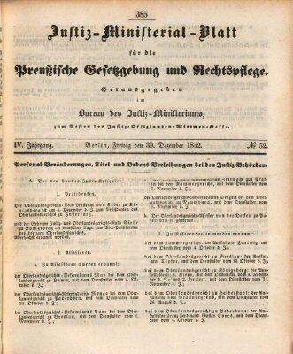 Justiz-Ministerialblatt für die preußische Gesetzgebung und Rechtspflege Freitag 30. Dezember 1842