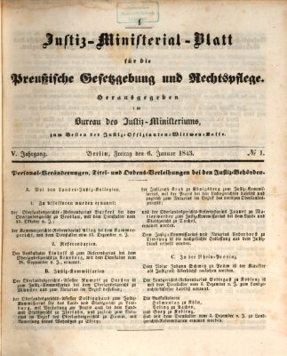 Justiz-Ministerialblatt für die preußische Gesetzgebung und Rechtspflege Donnerstag 6. Januar 1842