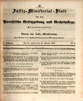 Justiz-Ministerialblatt für die preußische Gesetzgebung und Rechtspflege Donnerstag 10. Februar 1842