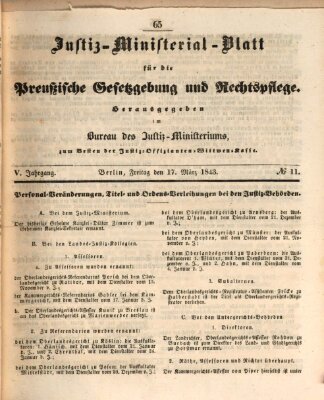 Justiz-Ministerialblatt für die preußische Gesetzgebung und Rechtspflege Donnerstag 17. März 1842