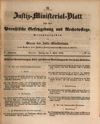 Justiz-Ministerialblatt für die preußische Gesetzgebung und Rechtspflege Donnerstag 7. April 1842