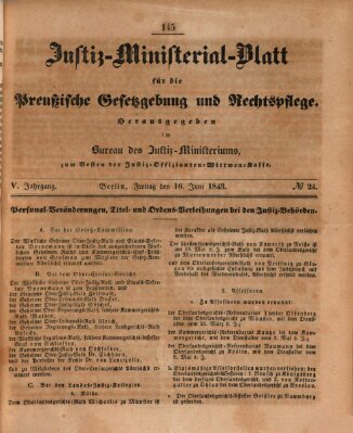 Justiz-Ministerialblatt für die preußische Gesetzgebung und Rechtspflege Donnerstag 16. Juni 1842