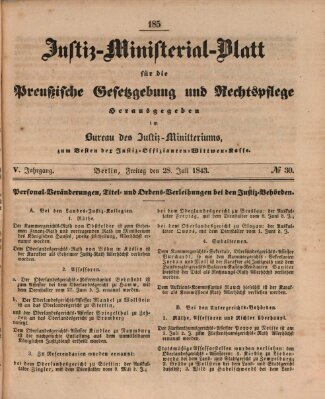 Justiz-Ministerialblatt für die preußische Gesetzgebung und Rechtspflege Donnerstag 28. Juli 1842