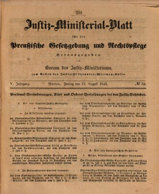 Justiz-Ministerialblatt für die preußische Gesetzgebung und Rechtspflege Donnerstag 11. August 1842