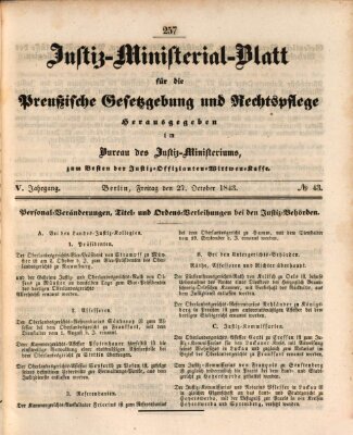 Justiz-Ministerialblatt für die preußische Gesetzgebung und Rechtspflege Donnerstag 27. Oktober 1842