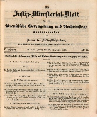 Justiz-Ministerialblatt für die preußische Gesetzgebung und Rechtspflege Donnerstag 29. Dezember 1842