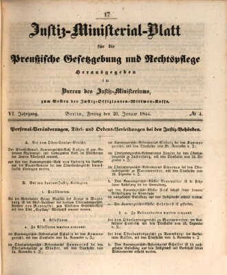 Justiz-Ministerialblatt für die preußische Gesetzgebung und Rechtspflege Freitag 26. Januar 1844