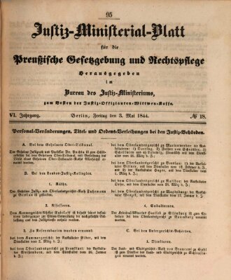 Justiz-Ministerialblatt für die preußische Gesetzgebung und Rechtspflege Freitag 3. Mai 1844