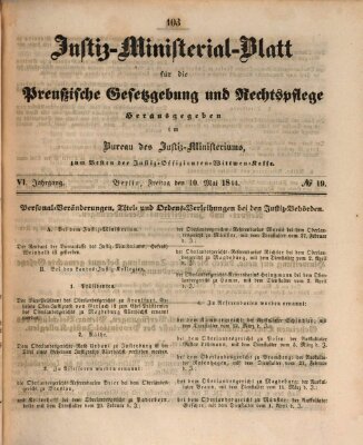 Justiz-Ministerialblatt für die preußische Gesetzgebung und Rechtspflege Freitag 10. Mai 1844