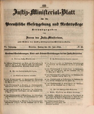 Justiz-Ministerialblatt für die preußische Gesetzgebung und Rechtspflege Freitag 19. Juli 1844