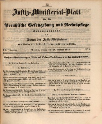 Justiz-Ministerialblatt für die preußische Gesetzgebung und Rechtspflege Freitag 28. Februar 1845