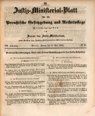 Justiz-Ministerialblatt für die preußische Gesetzgebung und Rechtspflege Freitag 9. Mai 1845