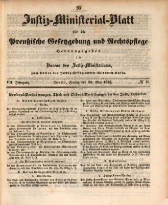 Justiz-Ministerialblatt für die preußische Gesetzgebung und Rechtspflege Freitag 30. Mai 1845