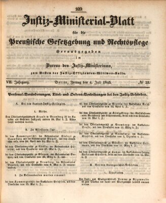 Justiz-Ministerialblatt für die preußische Gesetzgebung und Rechtspflege Freitag 4. Juli 1845