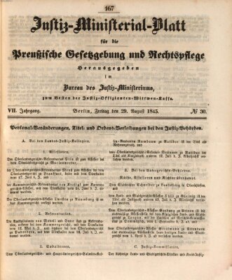 Justiz-Ministerialblatt für die preußische Gesetzgebung und Rechtspflege Freitag 29. August 1845