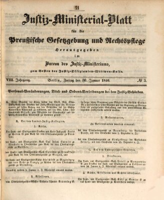 Justiz-Ministerialblatt für die preußische Gesetzgebung und Rechtspflege Freitag 30. Januar 1846